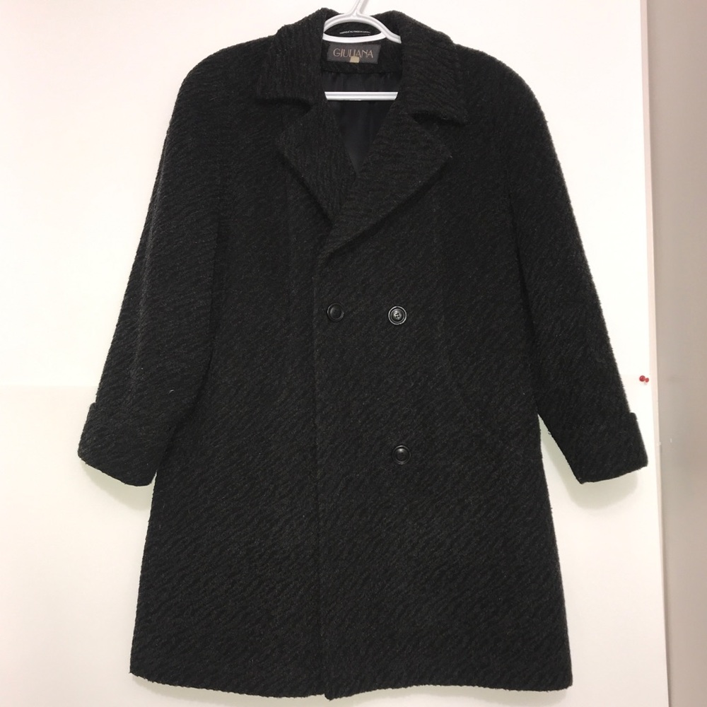 Guiliana Pebble Grey Wool Marled Trench Coat